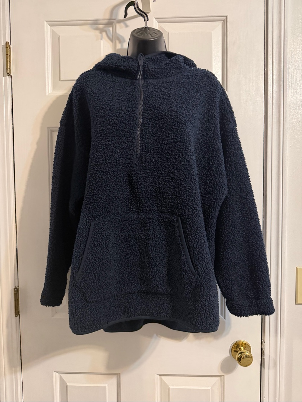 Old Navy Navy Teddy Sherpa Half-Zip Hoodie